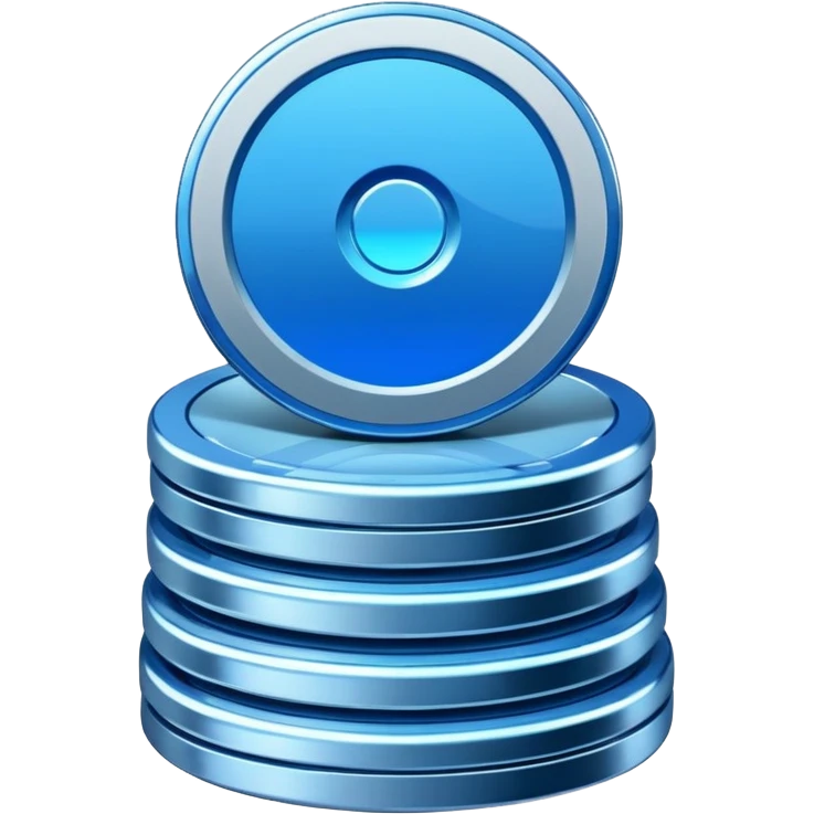 blue sorayama gradient chrome plasma energy coin stack emoji