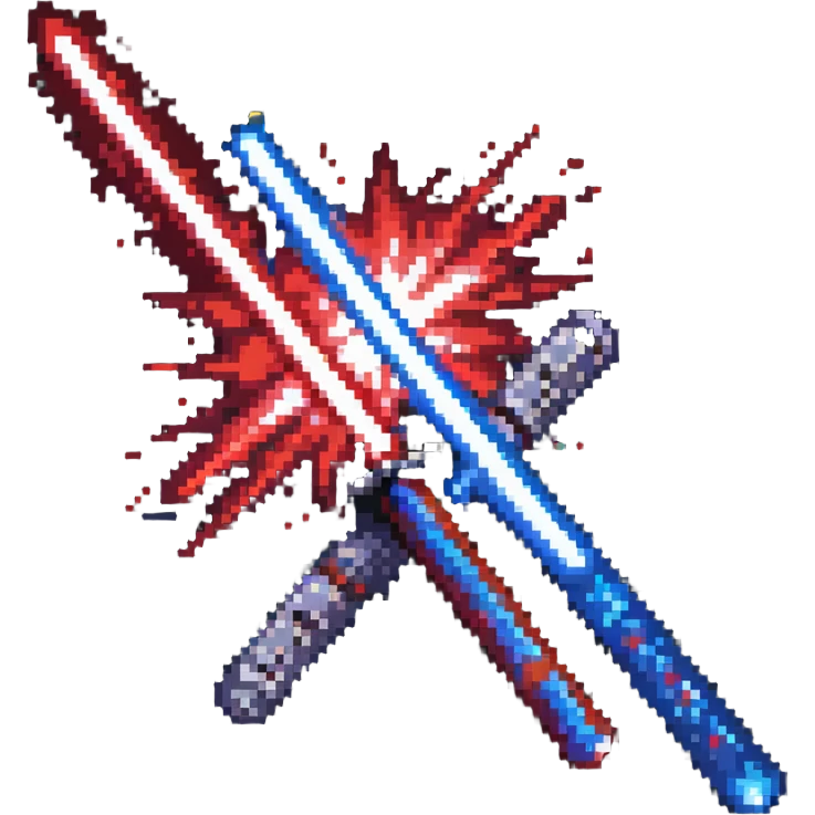 two lightsabers, one blue and one red, clashing with energy burst emoji