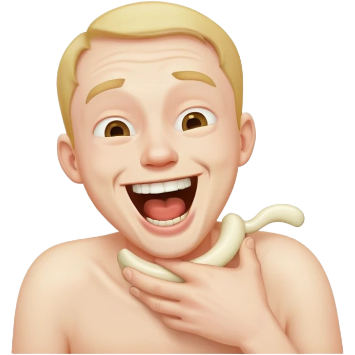 Man chocking himself laughing  emoji