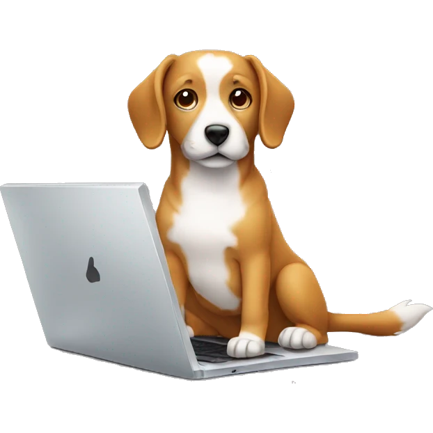 Dog working on laptop emoji