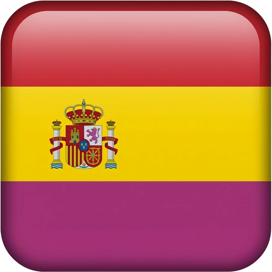 an emoji for the flag of the second spanish republic, having three stripes of the same width, one red, one yellow and one purple, whilst including the 1931 spanish coat of arms in the middle emoji