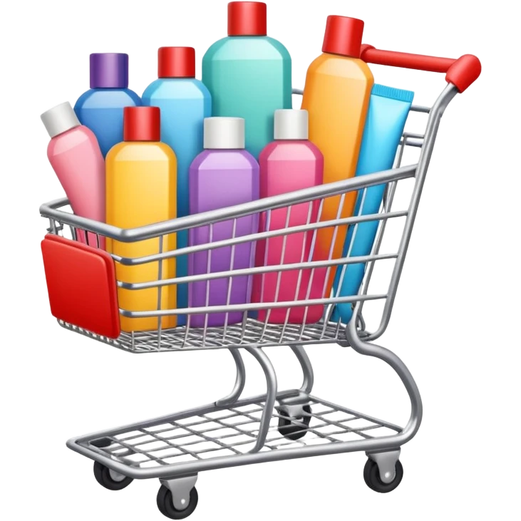 shopping cart full of beauty products emoji