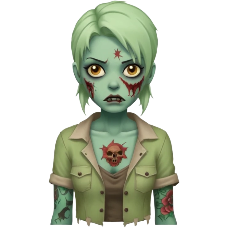 zombie woman with tattoos emoji