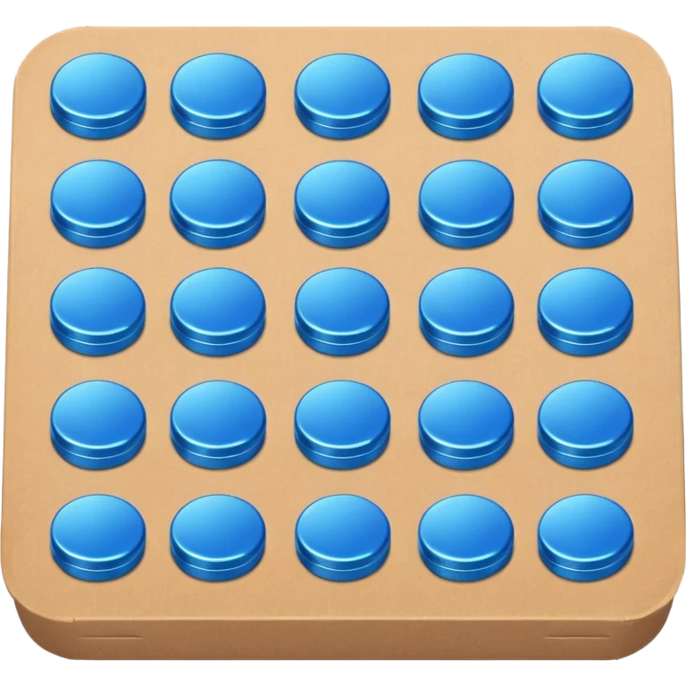 blue coins in a cardboard package emoji