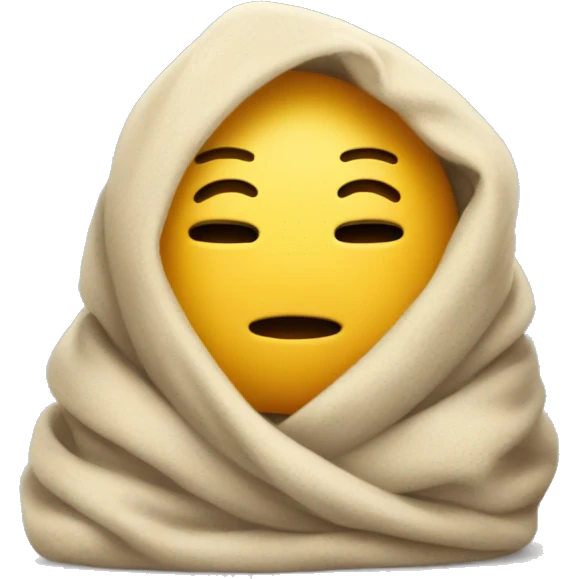 usually yellow emoji face(no body) with cute relaxed chill facial expressions wrapped cosily in a blanket emoji