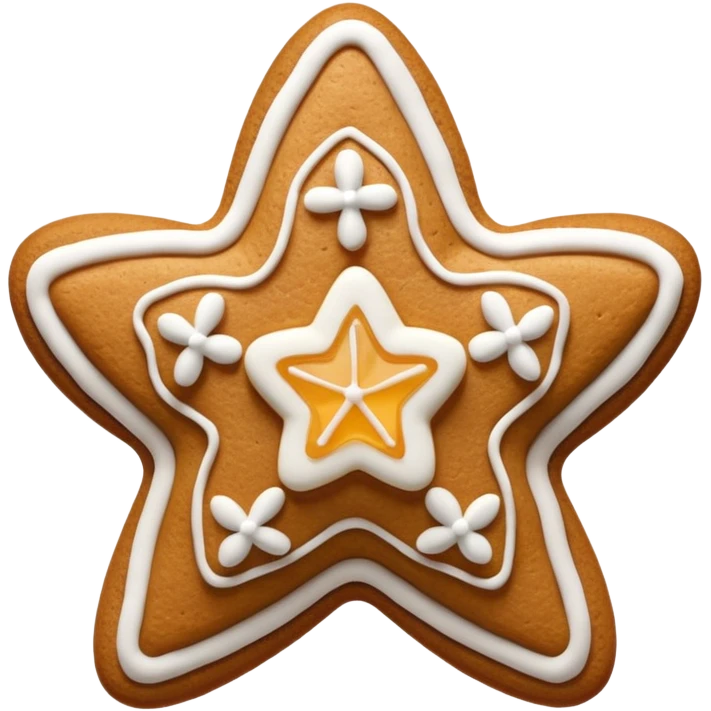 gingerbread cookie in star with 5  shape emoji