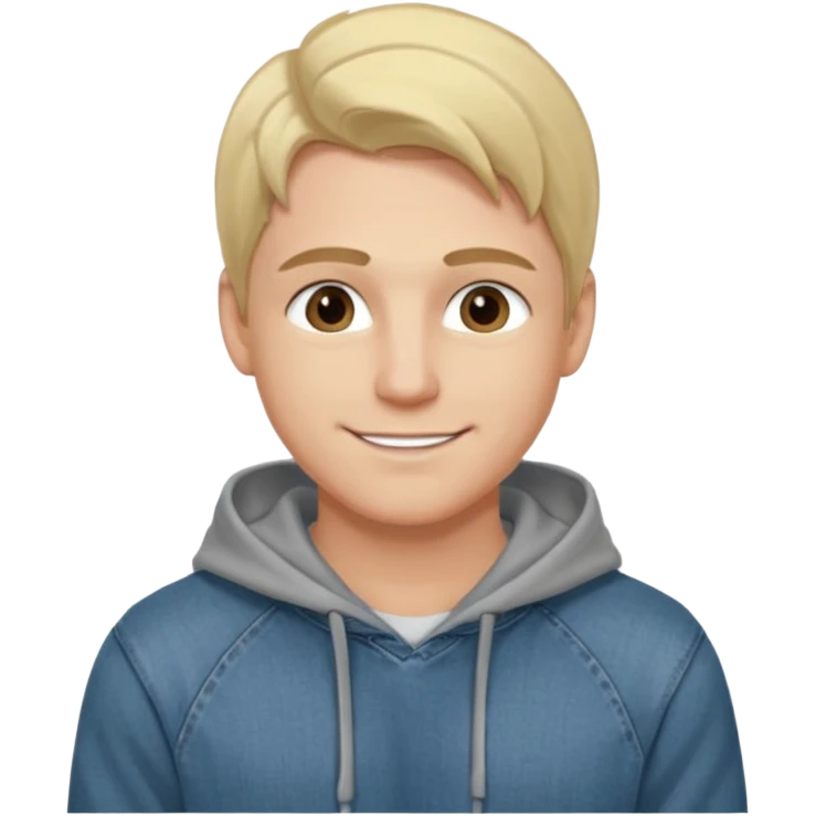 Kjekk mann (lys i huden) som har pynta seg. Har på seg Jeans og grå hette genser og håret skal være  midtskill og fargen på håret er blondt. Litt øyevipper men ikke mye og litt mørke brun. Skal se HOT Å SEXY UT smile mer!!! Ca 20 år gammel  emoji