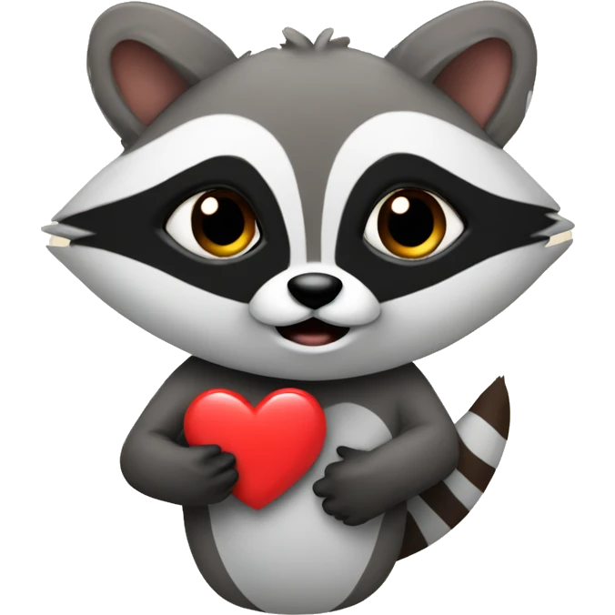 racoon wirh heart emoji