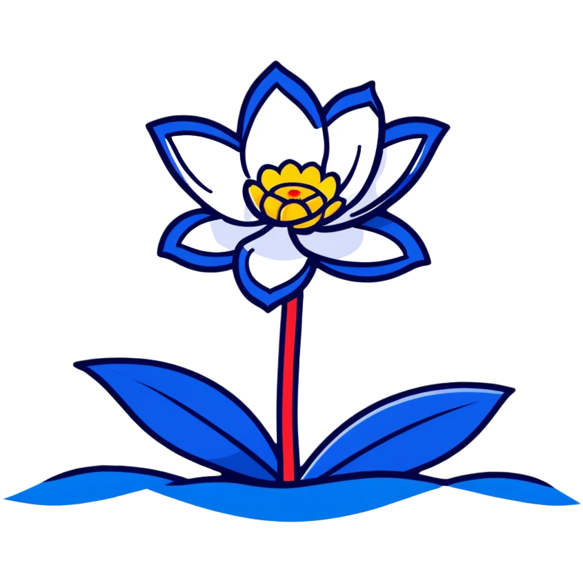 Flag of Friesland with blue and white diagonal stripes and red water lily leaves emoji