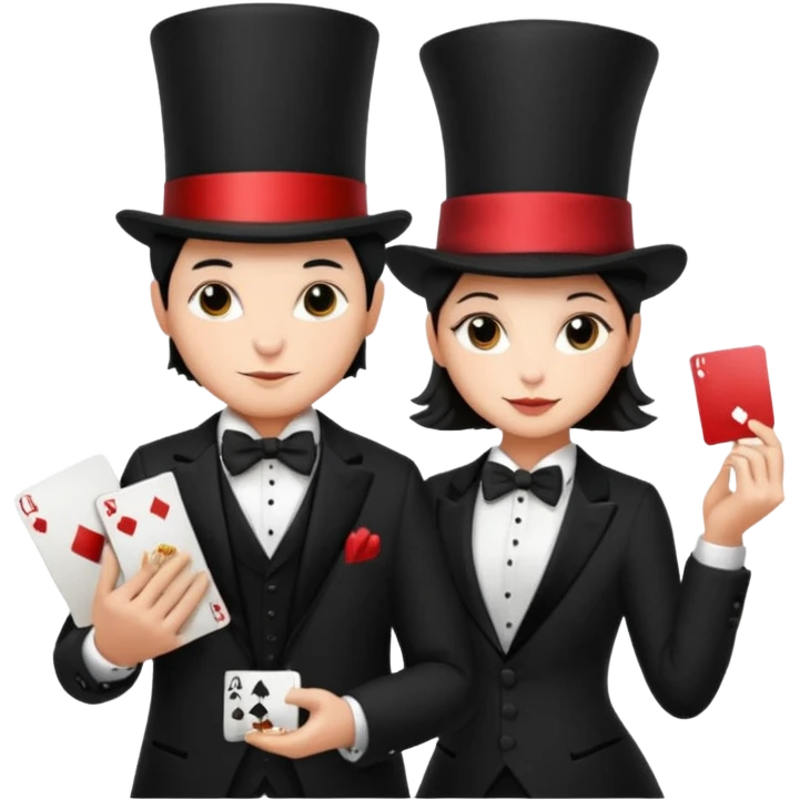 magician couple and their pet cat emoji