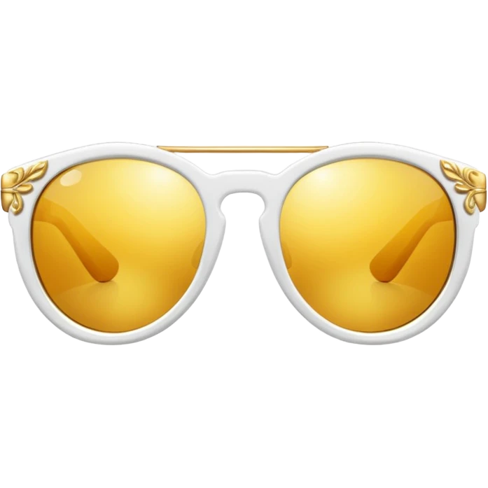 Sunglasses in white frame and golden decoration emoji