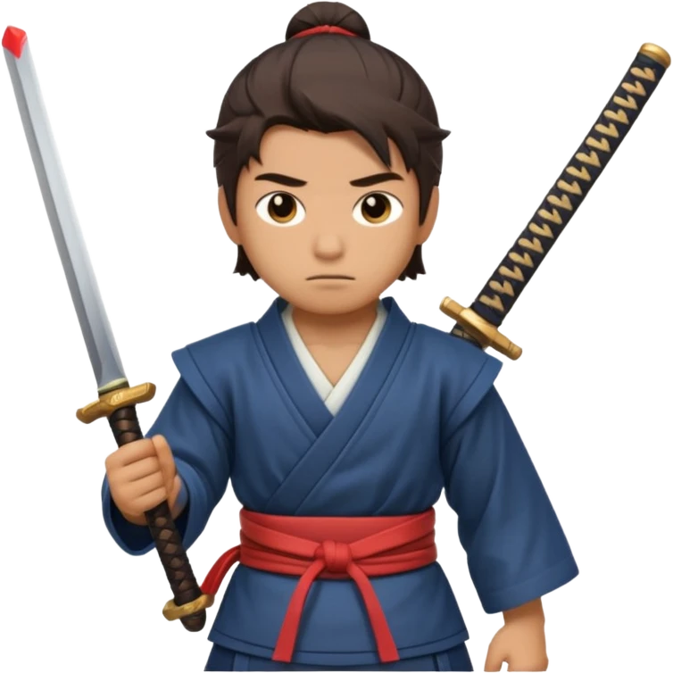 A young samurai apprentice gripping his wooden practice sword nervously.
 emoji
