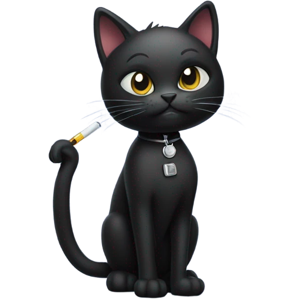 black cat holding vape emoji