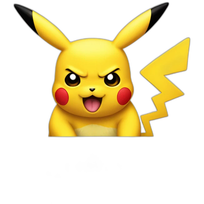 Angry pikachu in front of a laptop emoji