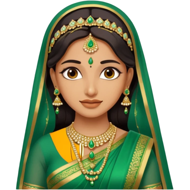 Indian bride in green saree emoji