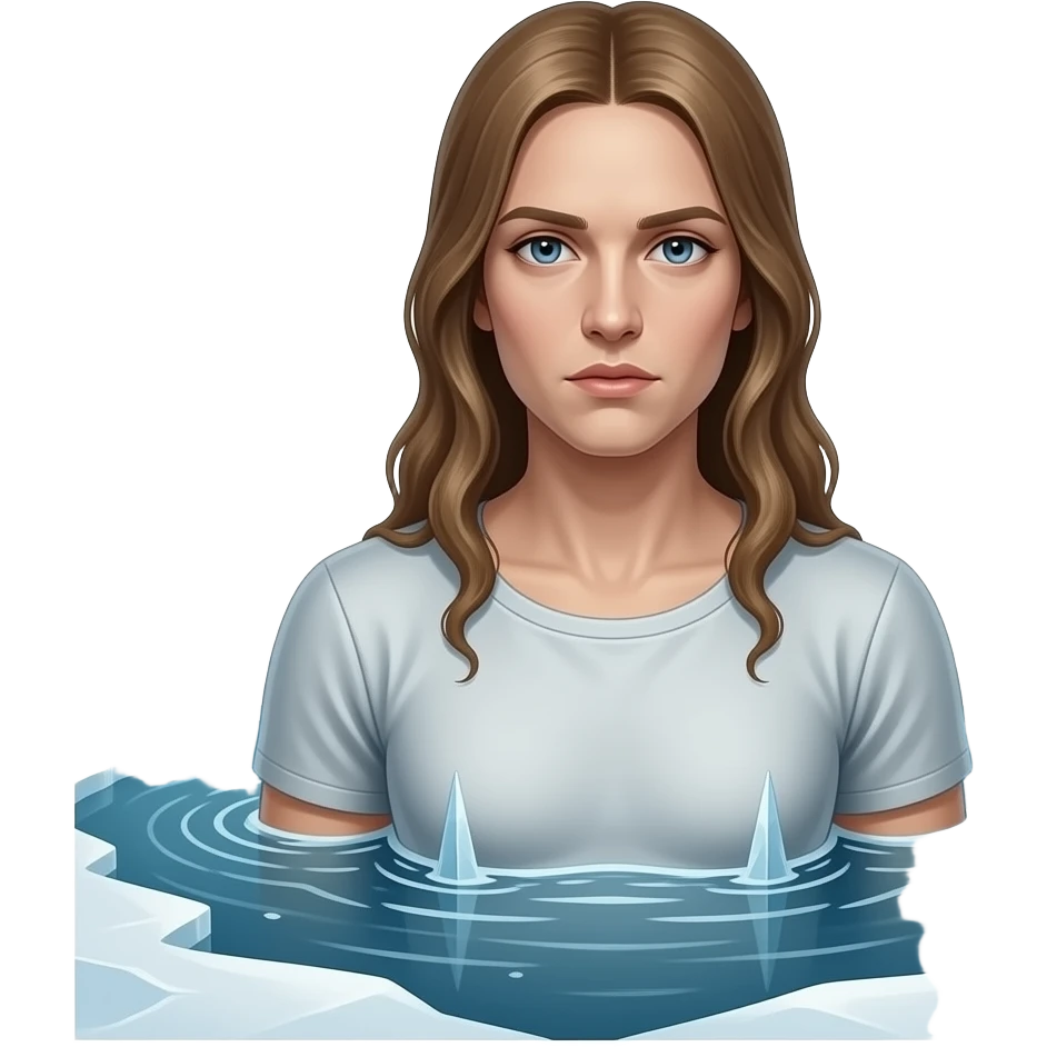 deformed ethereal upper body hovers over frozen lake - a Gustave Doré piece, depicting traitors frozen in a lake of ice in the ninth circle of Dante's Inferno emoji