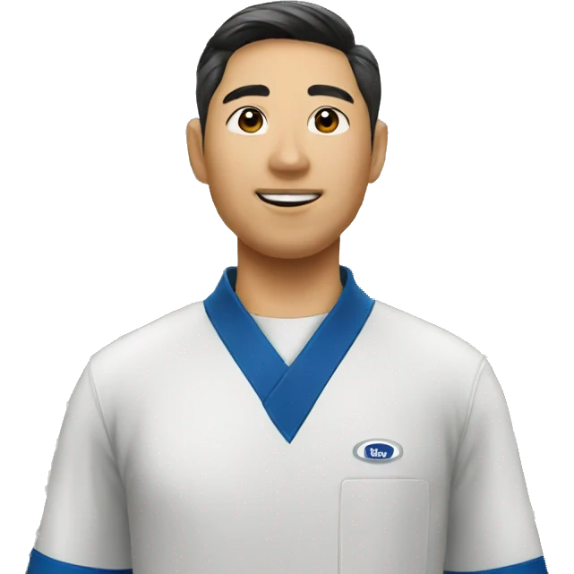 korean man in kroger uniform standing  emoji