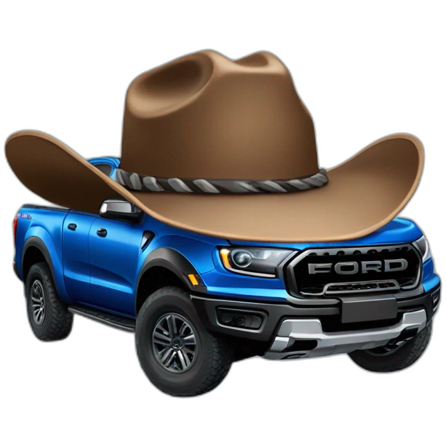 blue ford ranger raptor cowboy hat emoji