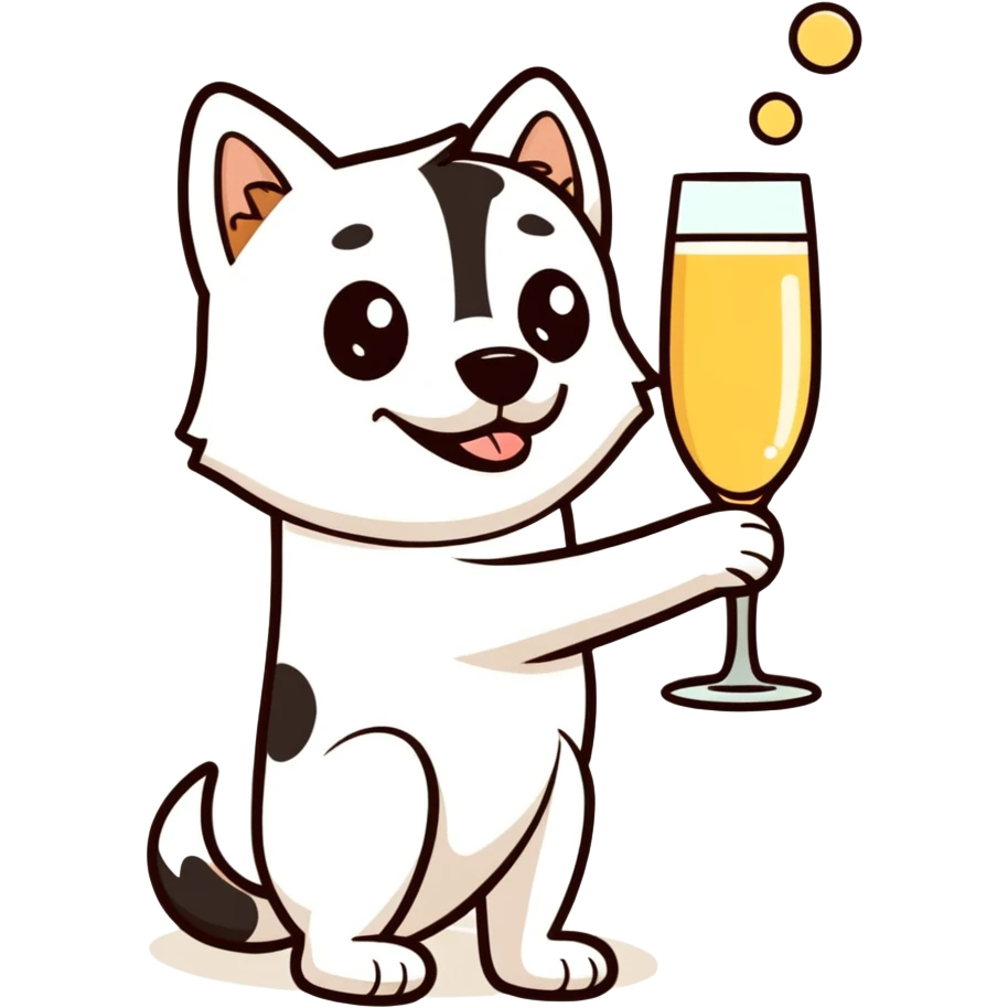 Dog with a glass of champagne  emoji