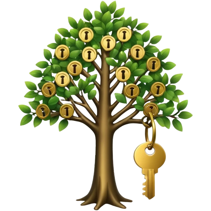 a small tree with keys on it. a key tree emoji