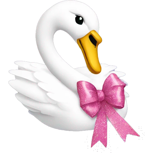Swan with pink ribbon and glitter emoji