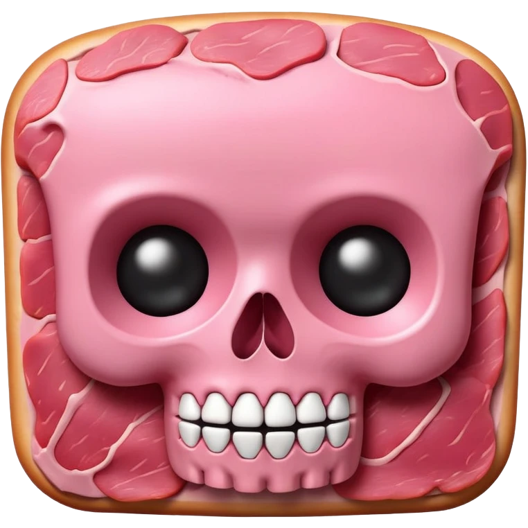 kawaii skull EMOJI made of SPAM MEAT emoji