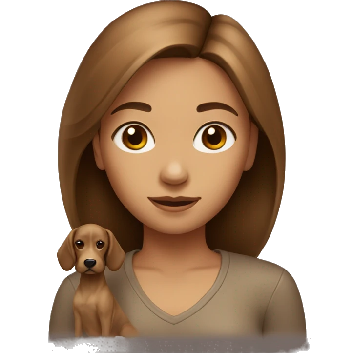 light Girl with brown haie with dog emoji