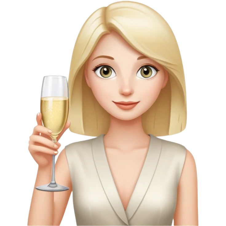 girl with grey eyes is happy and has champagne  emoji