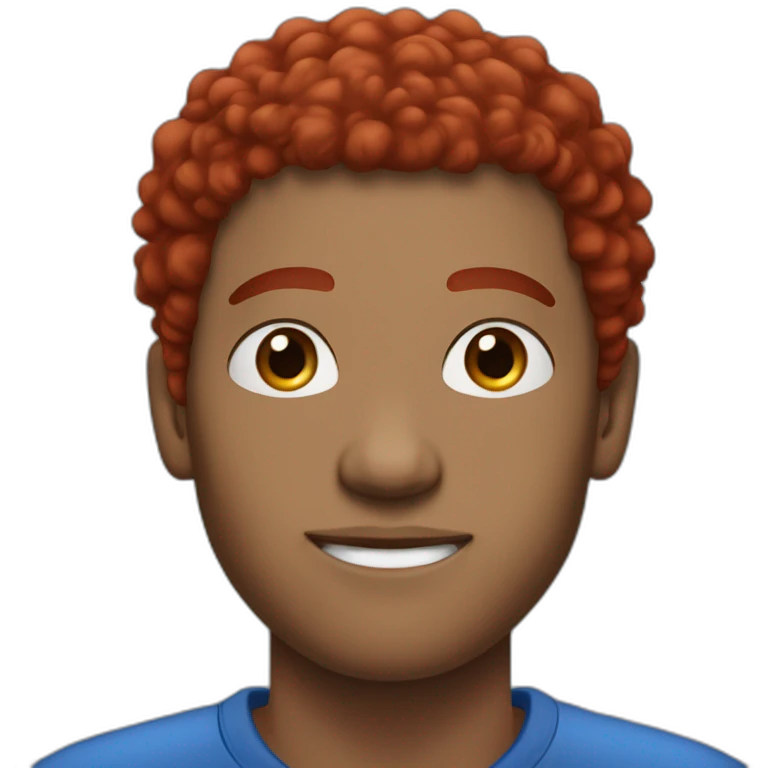 Man, red afro hair with lock of hair blue, eye brown, eyebronw piercing emoji