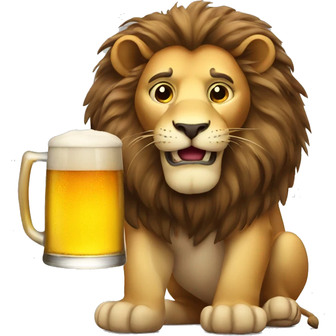 lion with a glass of beer emoji