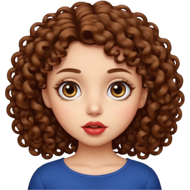 یک دختر مو فرفری با لبای بزرگ و چشای بزرگ emoji