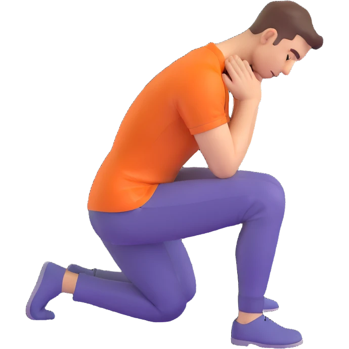 side view of a man kneeling and bowing deeply, gesture of apology emoji