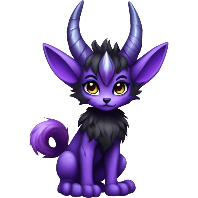 Anthro-Edgy-Black-Purple-Contrast-Colors-Fantasy-Fur-Sona-Chibi-Shiny-Fakémon-Hybrid with horns full body emoji
