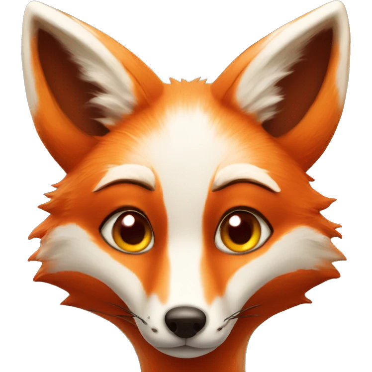 deep lush red fox face with tiny red heart instead of eyes emoji