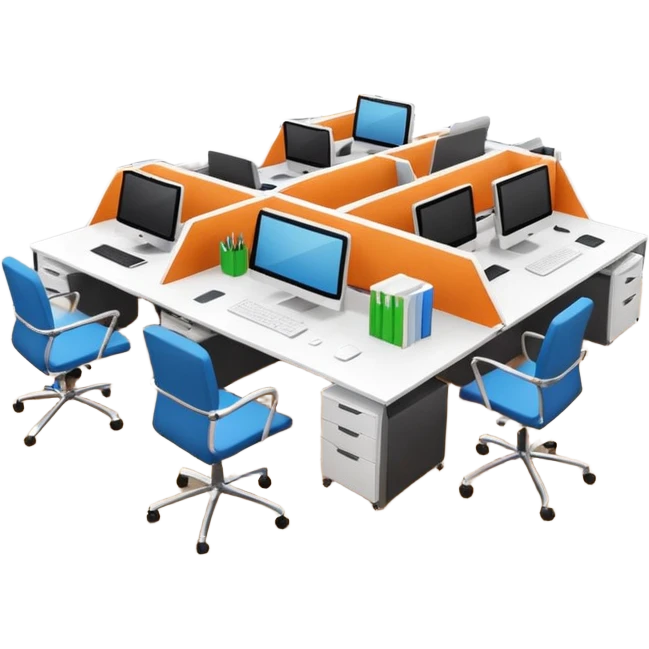 office room of designers isometric emoji