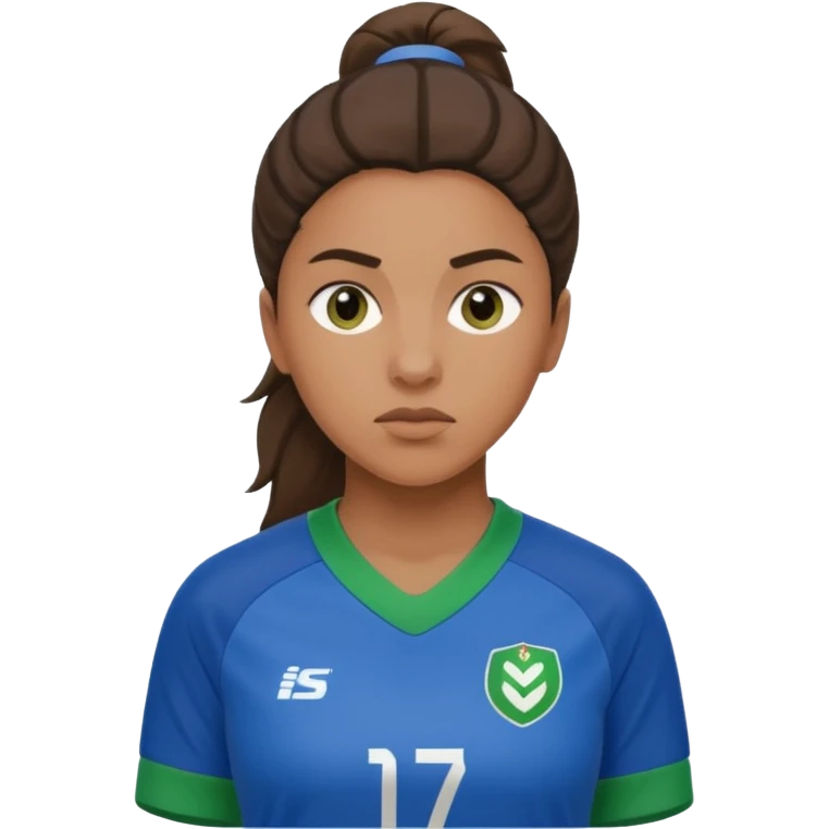 womansoccer player blue green jersey emoji