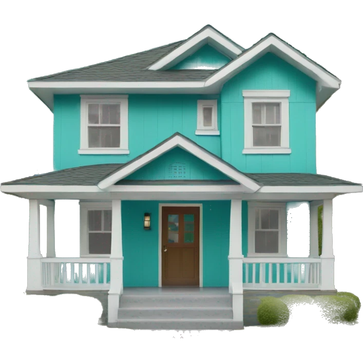Turquoise and white craftsman style house  emoji