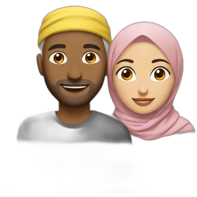Me and my hijabi wife with earings blinking emoji
