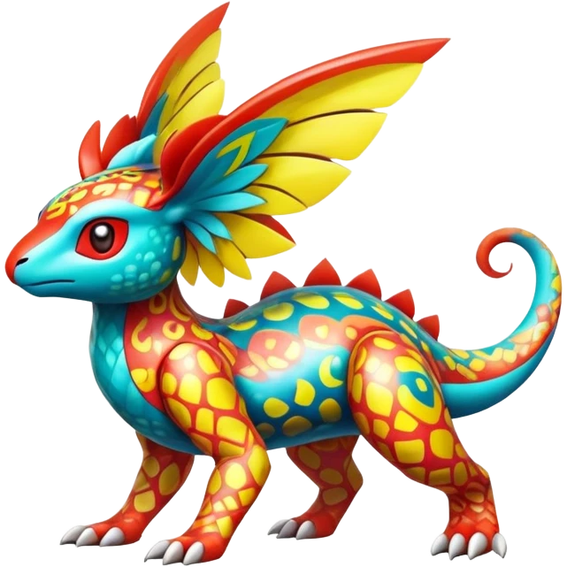 Colorful Exotic Pokémon-Fakémon-hybrid-creature (full body) emoji
