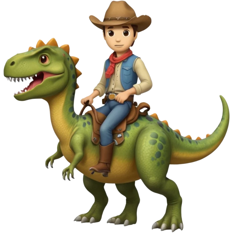 A ￼cowboy that is riding a dinosaur emoji
