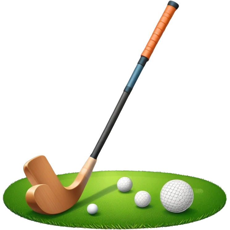 green grass, field hockey stick, field hockey ball emoji