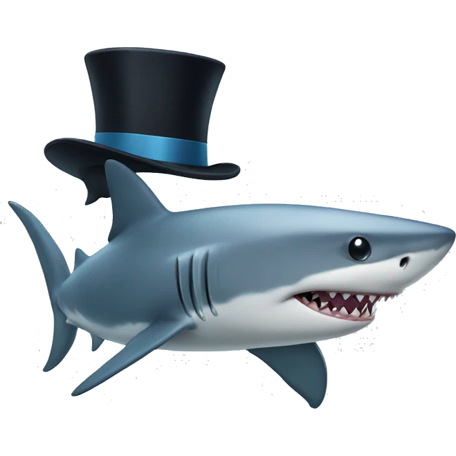 Shark with a top hat emoji