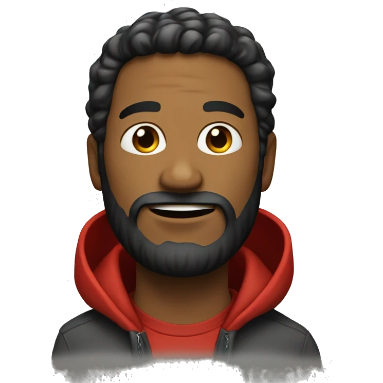 man with waves and a beard with red hoodie on emoji