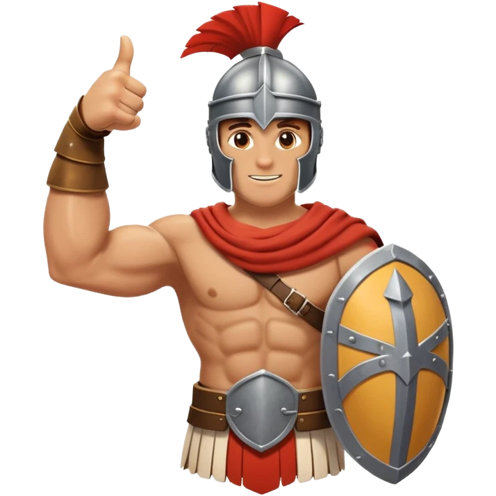 A Muscular Gladiator with a helmet the Arm only showing Thumbs up emoji