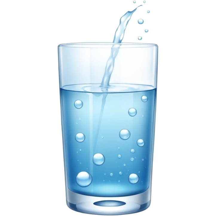 transparent glass of water, three-quarters full, with a white effervescent tablet dissolving at the bottom. emoji