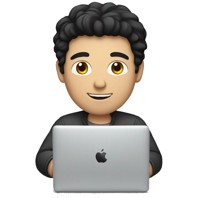 white man with black hair working macbook emoji