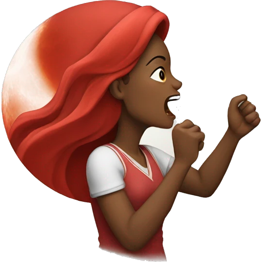Woman howling to red moon emoji