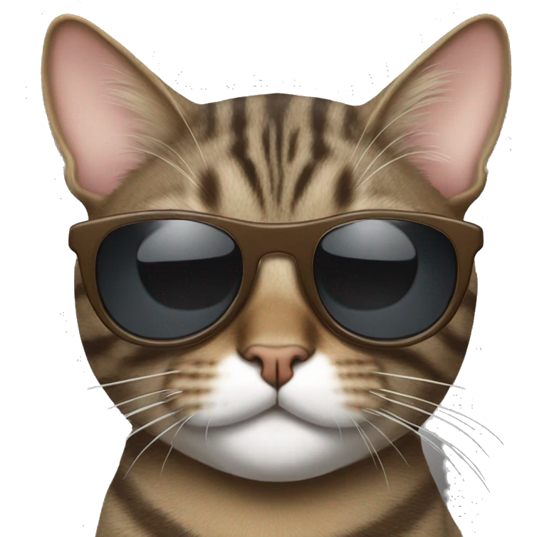 Brown and grey tabby Cat with sunglasses emoji