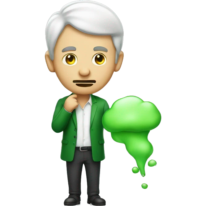 man farting with green wind emoji