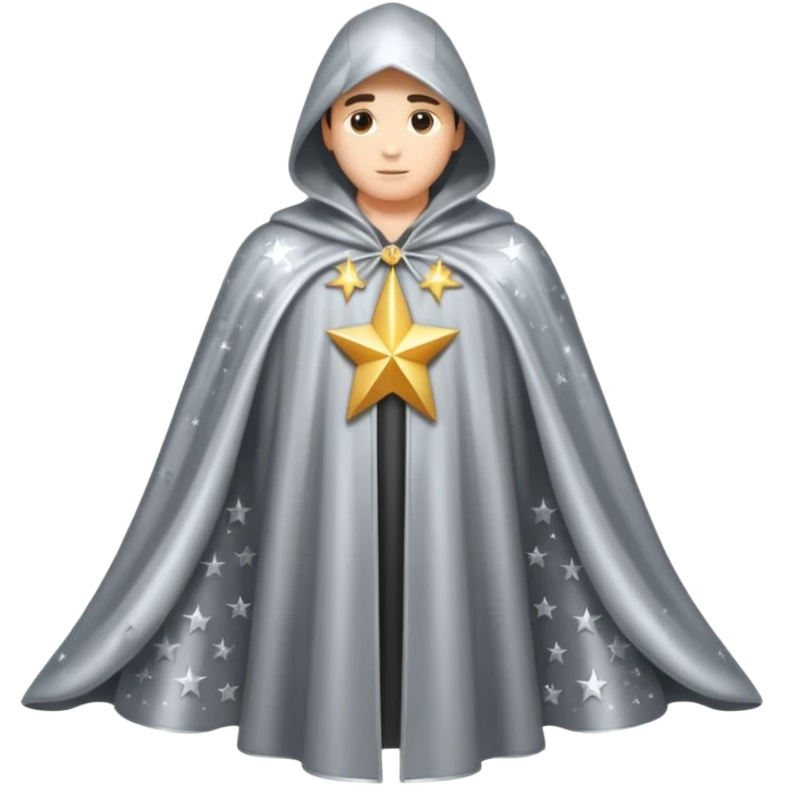 a fantasy  magic, silver color with star pattern cloak emoji